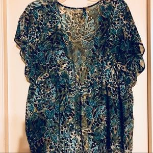 Sheer Green & Tan Top